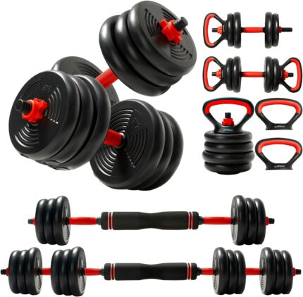 Adjustable dumbbells and barbells for versatile strength training