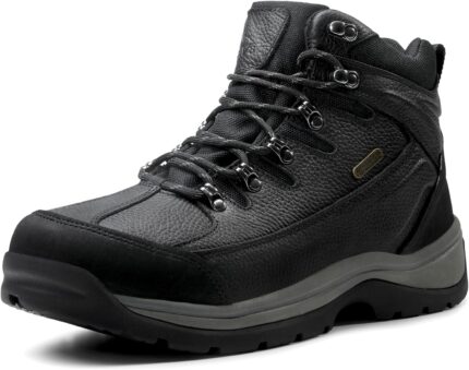 Hiking boots for stability and traction on rough terrain