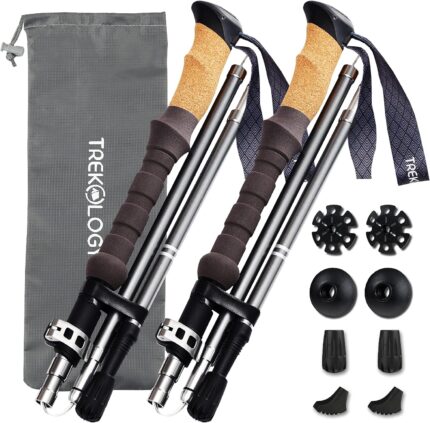 trekking poles for balance and support on steep trails